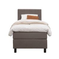 Leen Bakker - Boxspring Liv Geblokt - Donker - 90x200 Cm - Vierkante Poot - Stof - Bruin