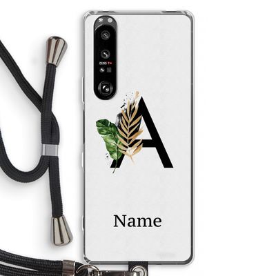 Charcoal Flora: Sony Xperia 1 III Transparant Hoesje met koord