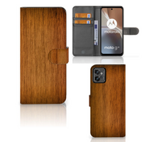 Motorola Moto G32 Book Style Case Donker Hout - thumbnail