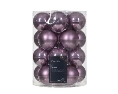 Decoris kerstballen glas 20st Lila 6cm