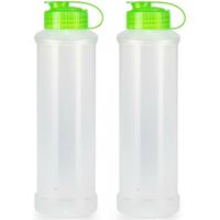 Plasticforte Waterfles/bidon 2x - 1600 ml - transparant/groen - Drinkflessen - thumbnail
