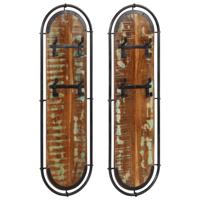 VidaXL Wandkapstokken 2 st met 4 haken massief gerecycled hout