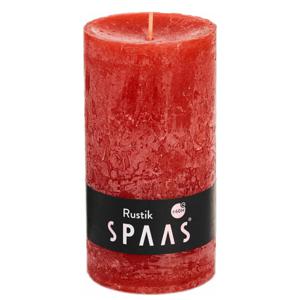 Spaas rustieke cilinderkaars/stompkaars - 1x - rood - 7 x 13 cm - 60 branduren