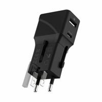 Rolling Square Wereldstekker Pocket Travel Adapter l Universele Reisstekker - USB en USB-C poort