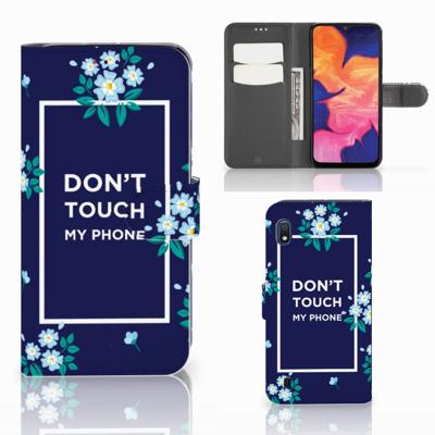 Samsung Galaxy A10 Portemonnee Hoesje Flowers Blue DTMP Samsung Galaxy A10 Portemonnee Hoesje Flowers Blue DTMP
