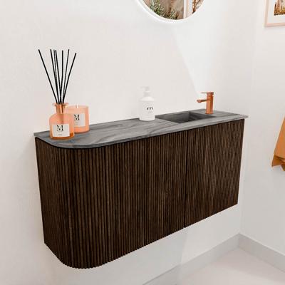 Toiletmeubel Mondiaz Joya Dlux | 81.6 cm | Meubelkleur Walnut | Faye wastafel Sombra Wasbak Rechts | 1 kraangat