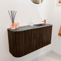 Toiletmeubel Mondiaz Joya Dlux | 81.6 cm | Meubelkleur Walnut | Faye wastafel Sombra Wasbak Rechts | 1 kraangat