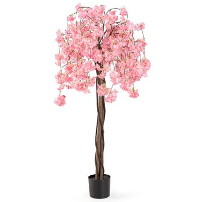 Kunstmatige Kersenbloesemboom in Plantenpot Kunstbloemenplant met Roze Bloemen 163 cm