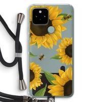 Sunflower and bees: Pixel 5 Transparant Hoesje met koord