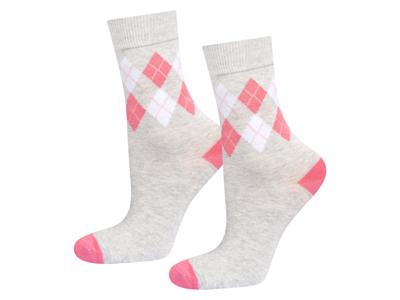 Soxo Dames sokken in cadeauverpakking (Grijs/lichtroze, 36-40)