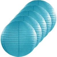 5x Luxe bol lampionnen turquoise blauw 25 cm