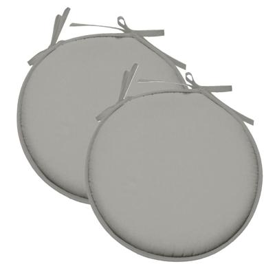 Stof Textile Home stoelkussens - 2x - lichtgrijs - D40 x H3 cm - voor binnen - rond