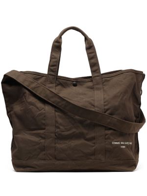 Comme des Garçons Homme sac cabas en coton à logo brodé - Marron