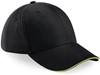 Beechfield CB20 Athleisure 6 Panel Cap - Black/Lime Green - One Size - thumbnail