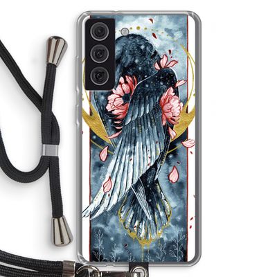 Golden Raven: Samsung Galaxy S21 FE Transparant Hoesje met koord