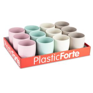 Plasticforte Bekers - 12x stuks - kunststof - gekleurd - 375 ml - onbreekbare mokken