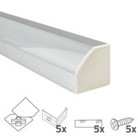 Ledstrip profiel hoek basic line - compleet inclusief afdekkap 2 meter | ledstripkoning