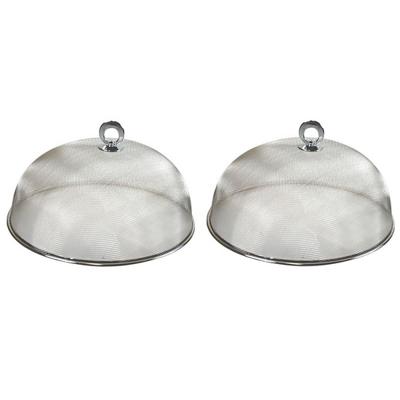Cosy & Trendy Voedselkap - 2x - rond - 30 cm - grijs - metaal - vliegenkap - tegen insecten