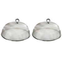 Cosy & Trendy Voedselkap - 2x - rond - 30 cm - grijs - metaal - vliegenkap - tegen insecten
