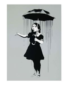 Nola Grey Rain Banksy Art Print 30x40cm