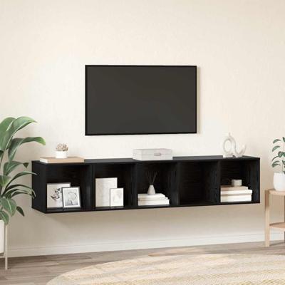TV-kast set 2 pcs Zwart eiken 37 x 37 x 142.5 cm Bewerkt hout