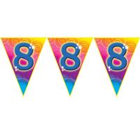 Feestelijke Verjaardag Vlaggenlijn ? multi kleur - 8 Jaar ? 5 Meter ? 10 Vlaggetjes ? Plastic