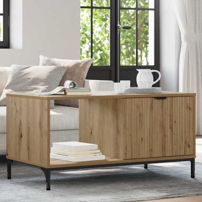 Salontafel artisanaal eikenkleurig 90 x 49 x 46 cm Bewerkt hout
