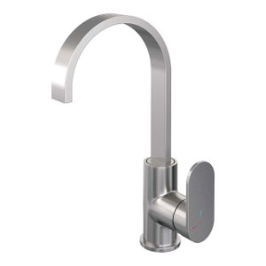 Brauer Brushed - Edition Wastafelmengkraan opbouw - hoog - draaibaar - platte uitloop - model C - PVD - geborsteld RVS 5-NG-003-S1