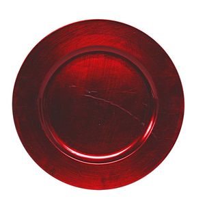 1x Ronde kaarsenborden/onderborden rood glimmend 33 cm - Kaarsenplateaus