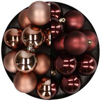 Kunststof kerstballen 6 cm - 24x stuks - bruin tinten - Kerstbal - thumbnail