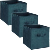 Set van 3x stuks opbergmand/kastmand 29 liter petrol groen polyester 31 x 31 x 31 cm