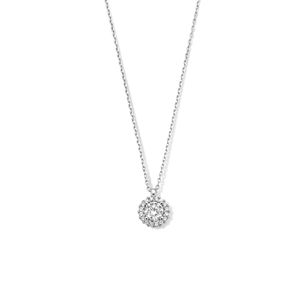 Ketting Halo zilver-zirconia wit 1 mm 41 + 4 cm