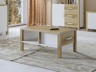 Salontafel OLIANNE 90 cm natuurlijke eik/wit