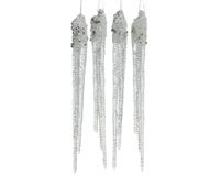 Ijspegel plastic 2x2x15 cm helder/zilver 4st - Decoris