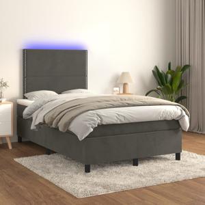 Boxspring met matras en LED fluweel donkergrijs 120x200 cm SKU: V3136054