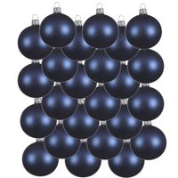 24x Glazen kerstballen mat donkerblauw 8 cm kerstboom versiering/decoratie   -