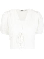 b+ab blouse froncée à détail de laçage - Blanc