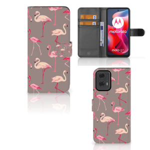 Motorola Moto G24 | G04 | G24 Power Telefoonhoesje met Pasjes Flamingo