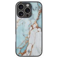 iPhone 16 Pro glazen hardcase - Marmer lichtblauw