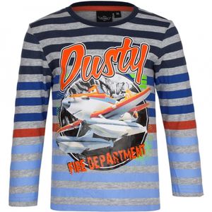 Planes t-shirt grijs gestreept 128  -