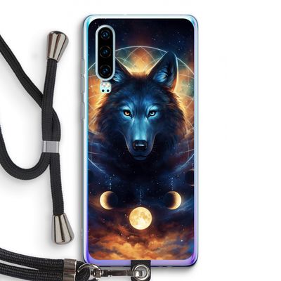 Wolf Dreamcatcher: Huawei P30 Transparant Hoesje met koord