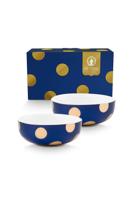 Pip Studio Set/2 Kommen Dot Delight Navy/Goud 15cm