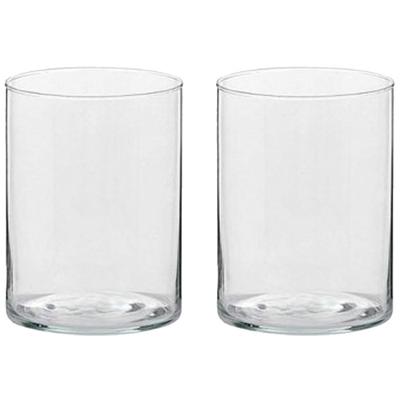 Trend Candles Theelichthouder - 2x - transparant glas - hoog model - 5,5 x 6,5 cm - Kaarsenhouders