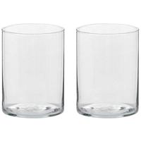 Trend Candles Theelichthouder - 2x - transparant glas - hoog model - 5,5 x 6,5 cm - Kaarsenhouders