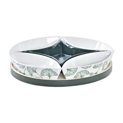 Set voor voorgerechtjes DKD Home Decor Wit Groen Wit/Groen Keramiek Lakens 6 Onderdelen 22 x 22 x 1 cm
