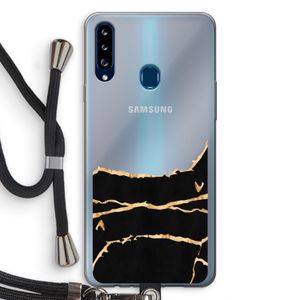 Gouden marmer: Samsung Galaxy A20s Transparant Hoesje met koord