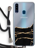 Gouden marmer: Samsung Galaxy A20s Transparant Hoesje met koord