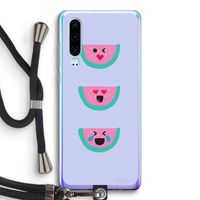 Smiley watermeloen: Huawei P30 Transparant Hoesje met koord