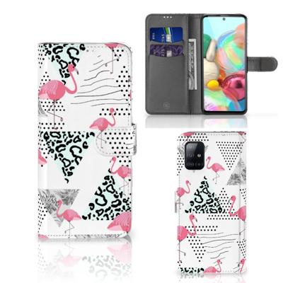 Samsung Galaxy A71 | Telefoonhoesje | Met pasjeshouder | Flamingo Triangle