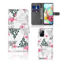 Samsung Galaxy A71 | Telefoonhoesje | Met pasjeshouder | Flamingo Triangle